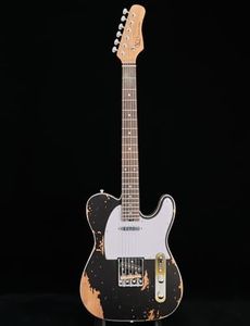 KGD Relic electric guitar, mahogany body, carbonized maple neck, rosewood fretboard, 6-string solidbody electric guitar, S-S pickupsbrass barrel saddle bridge