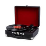 Hiniso Vinyl Record Player with 2-Way Bluetooth | Portable 3-Speed Turntable with Built-in Speakers | Convert Vinyl/USB/SD to MP3 | AUX, RCA, Headphone Jack | Vintage Suitcase Design