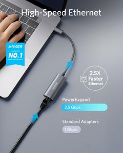 Anker USB-C to 2.5 Gbps Ethernet Adapter – Aluminum, Portable for MacBook & iPad Pro