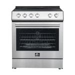 FORNO 30" Leonardo Espresso Electric Range with 4 Radiant Elements - 5.0 cu. Ft. 240V 3500W Kitchen Electric Range with 2 Oven Racks - Stainless Steel Electric Range with Convection Oven, Silver