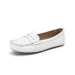 MecKiss Loafers for Women Comfy Flats Ladies Slip On Walking Shoe Driving Boat Moccasins Casual Nursing Shoes(White PU, Numeric_8)