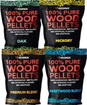 Kona Indoor Smoker Pellets Variety Pack - Intended for GE Smart Profile Indoor Smoker, Hickory, Oak, Premium Blend & Sweetwood Blend, 4, 2 lb Resealable Bags