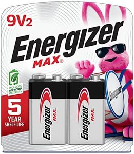 Energizer MAX 9V Batteries (2 Pack), 9 Volt Alkaline Batteries - Packaging May Vary