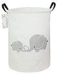 FANKANG Storage Basket, Nursery Hamper Canvas Laundry Basket Foldable with Waterproof PE Coating Large Storage Baskets for Kids Boys and Girls, Office, Bedroom, Clothes,Toys（Love Elephant）