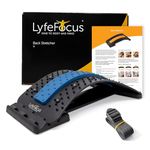 LyfeFocus Back Stretcher & Acupressure Massager for Back & Neck Pain - Comfortable Adjustable Spine Stretcher Posture Corrector - Spine Board Lumbar Support - Magnetic Therapy & Chair Strap (Blue)