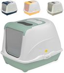 CAT CENTRE Green Cat Flip Litter Tray 4 Colours Box Hooded Pan Toilet Loo Carbon Filter Scoop