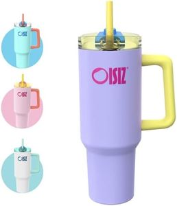 OISIZ Gobelet Thermique avec Poignée et Paille,1200ml/1.2L Bouteille d'Eau Isolée en Acier Inoxydable,Gobelet de voyage,thermos gourde tumbler bouteille pour, le bureau,couvercle sip ou swig