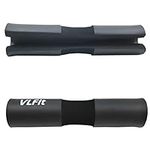 VLFit Barbell Squat Pad Including 2 Hook & Loop Safety Straps - Neck & Shoulder Protective Pad - Great for Squats, Lunges, Hip Thrusts, Weightlifting & More - Fits 50mm Olympic Bars (BLACK)