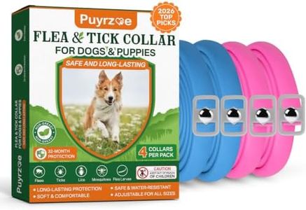 Puyrzoe Flea and Tick Prevention for Dogs Collar 4 Pack, Natural Flea Collar for Dogs 32-Month Full Protection, Adjustable Dog Tick Prevention for Puppy & Dog, Waterproof, 2 Pink & 2 Blue