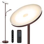 OUTON LED Floor Lamp, 27W/2400LM Modern Torchiere Lamp& 7W/ 400LM Reading Lamp, Bright Dimmable Standing Tall Lamp with 4 Color Temperature, Remote Touch Control for Living Room Bedroom Office, Bronze