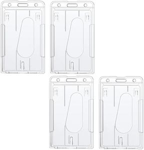 4 portatarjetas de identificación Porta credencial de 2 tarjetas Porta credencial de plástico duro Tarjeta de crédito de identificación Porta tarjetas de identificación de doble cara(vertical)