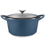 CorningWare, Non-Stick 5.5 Quart QuickHeat Dutch Oven Pot with Lid, Lightweight, Ceramic Non-Stick Interior Coating for Even Heat Cooking, Perfect for Baking, Frying, Searing and More, French Navy