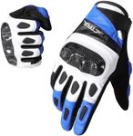 WTACTFUL Carbon Knuckle Motorcycle Gloves for Men and Women Full Finger Touchscreen Motorbike Gloves for BMX ATV MTB Riding Road Racing Motocross Blue L
