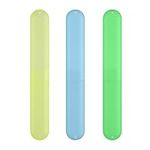 kwmobile Toothbrush Holder Travel Cases - Set of 3 Portable Plastic Tooth Brush Case Containers for Storage and Traveling - Blue/Green/Yellow