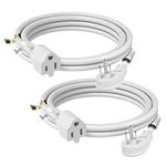 FIRMERST 10 Feet Flat Plug Extension Cord 14 AWG 1875W 15A White Pack of 2