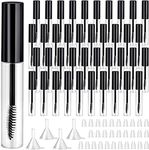 40 Pieces 10 ml Empty Mascara Tubes Eyelash Wand Refillable Clear Bottles Eyelash Cream Container Bottle with 4 Pieces Transparent Funnels Transferring Castor Oil for DIY Cosmetics (Black)