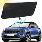 TVK Car Sun Shade Windshield Car Heat Shield Foldable Sun Shield for Heat and UV Protection Reflective Polyester Blocks Heat That Keeps Your Vehicle Cool Fits Small Sedans Mini SUV (59 * 31.5inch)