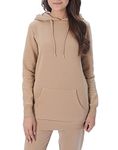 M17 Womens Ladies Recyled Plain Hoodie Pullover Longline Hoody Casual Soft Sweatshirt Hooded Top Long Sleeve Jacket Jumper (L, Toffee Brown)