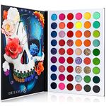 DE'LANCI La Catrina Makeup Pallet Glitter Eye Shadows Palette with Professional 54 Colour Board Matte & Shimmer Makeup Eye Shadow Highly Pigmented UV Glow Blacklight Fluorescent Neon Eyeshadow Palette