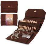 LYKKE Interchangeable Circular Knitting Needle Set 5in Tips Cypra Copper Brown Vegan Suede - Brown Vegan Suede