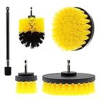 5pcs Drill Brush Attachment Set -Drill Brush Cleaning Brushes Set Power Scrubber Brush for Cleaning with Extend Attachment Drilling Brushes for Grout, Floor, Tub, Tile, Shower,Kitchen