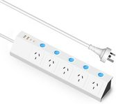 MKSENSE Powerboard USB, 5 AC Outlet Power Strip with 2 USB-A & 2 USB-C Ports, Surge Protector Mountable 3A Fast Charging, 5FT Extension Power Cord SAA Certified, Overload Switch for Home&Office