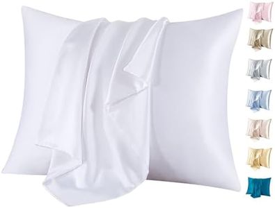 Jaciu 100% Funda de Almohada de Seda, para el Cabello y la Piel, Ambos Lados Funda de Almohada de Seda de Morera 21 Momme 600 Hilos Suaves y Transpirables （Blanco, Estándar: 51x66cm, 1 Pieza）