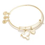Alex and Ani Symbols and Tokens Expandable Bangle for Women, Dove Charm, Shiny Gold Finish, 2 to 3.5 in, One Size, Copper
