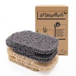 myHomeBody Soap Saver | Soap Lifting Pads for Soap Dish | Multi-Directional Weave, Efficient Draining Soap Holder for Shower | 6 Piece Set 3 Beige, 3 Gray