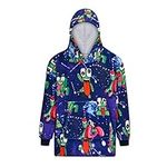 laughZuaia Kids Boys Girls Youtuber Gaming Print Oversized Sherpa Wearable Blanket Hoodie Sweatshirt 7-13 Years (OneSize, Frog 2)