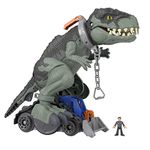 Fisher-Price Imaginext Jurassic World Dominion Mega Stomp & Rumble Giga Dino and Owen, 16-Inch Tall Dinosaur Toy with Lights, Sounds and Action for Preschool Kids Ages 3 and Up