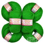 Oswal 100% Acrylic Wool Parrot Green (16 pc) Baby Soft K_K Wool Ball Hand Knitting Wool/Art Craft Soft Fingering Crochet Hook YarXYD
