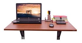 Captiver Medium Elara Engineered Wood Wall Mounted Multipurpose Foldable Study Table (80X53 CM Teak) Office Living Room Multipurpose Homework Stand Bedroom Furniture Organiser