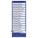 Eamay Daily Schedule Pocket Charts, Teaching Scheduling Pocket Chart, Hanging File Organizer with 18 Dry Erase Cards, Educational Tool for Classroom, School, Office or Homeschooling, Blue