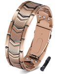Feraco Copper Bracelet for Men 3X Strength,Magnetic Therapy Bracelet Copper Jewelry with Powerful 3800 Gauss Magnets,Premium Fold-Over Clasp, 8.66 inches (adjustable), Metal