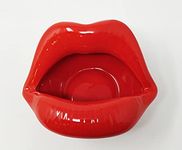 Red Ceramic Lip Ashtray - Stylish Funny Decorative Smoking Accessory - Unique Gift Idea for Smokers - Heat Resistant, Easy to Clean (JR1391)