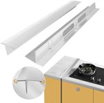 Stainless Steel Stove Gap Cover 2 Packs, 13.8"~27.6" Adjustable Kitchen Stove Counter Gap Cover for Level Surface, Heat Resistant Cooktop Trim Kit, Easy to Clear Stove Guard (Silver)