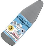 MZXcuin 15" x 54" Padded Ironing Board Cover Scorch Resistant, Extra Thick Cotton Iron Cover with Padding Heat Reflective Heavy Duty Pad (Gray, 15" x 54")