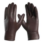 Harssidanzar Leather Gloves For Mens Comfort Cashmere Lined Gloves GMUK006,Brown,Size M