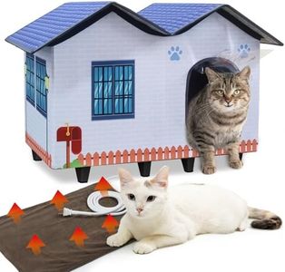 Heated Cat Houses for Indoor/Outdoor Cats with Large Elevated Heated Cat Bed Providing Safe Feral Cats, Easy to Assemble