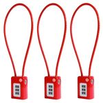 HOX 3 Digit Combination Gun Lock, Cable Lock for Pistols Handguns Rifles and Shotguns, for Home Firearm Locking and Safety (Red, 3 Pack)