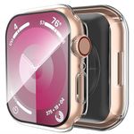 Smiling Clear Case for Apple Watch Series 4 & Series 5 44mm with Buit in Tempered Glass Screen Protector- All Around Hard PC Protective Case High Definition Clear Ultra-Thin Cover for iwatch (Clear,