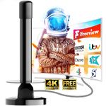 2025 Upgraded TV Aerial, Freeview Indoor TV Aerial 360 degree Range Reception, TV Antenna Indoor with Magnetic Support Base, TV Aerial for all TV, Freeview TV 300+ Miles Long Range Support 4K 1080P