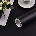 Black Wallpaper 17.71In×16.4Ft Durable Black Contact Paper Peel and Stick Wallpaper Removable Self-Adhesive Decorative Film Roll Easy to Apply