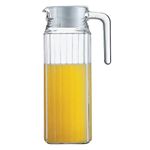 SAVEX Glass Water Jug Transparent Fridge Fruit Juices Liquors Jug with Lid 1.2 Litre Capacity (1.2L)