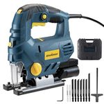 Enventor Jigsaw Tool, 800W 0-3350 SPM Electric Corded Jig Saw with LED Light, 4 Orbital Sets, 6 Variable Speed, ±45°Bevel Cutting, 10 Saw Blades, Max Cutting Depth: Wood 110mm, Metal 10mm