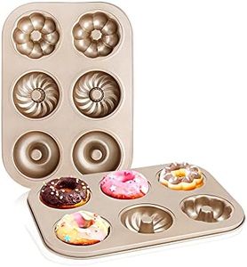 Nonstick Donut Pan, Beasea 2 Pack Donut Baking Pans, Carbon Steel Donut Mold, Donut Baking Tray Bagels Mold for 6 Donuts 01.3 Style Donut Pan 2pcs