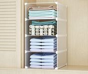 MYCEE Stackable Wardrobe Shelves, Wardrobe Organiser, Wardrobe Organiser Shelves, Wardrobe Storage Organiser, Closet Organiser (1 Column 4 Layers)