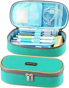 Homecube Pencil Case Big Capacity Pencil Bag Makeup Pouch Durable Students Stationery with Double Zipper Pen Holder for School/Office, Green