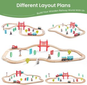 Tiny Land Wooden Train Set – 39-Piece Classic Toy Railway